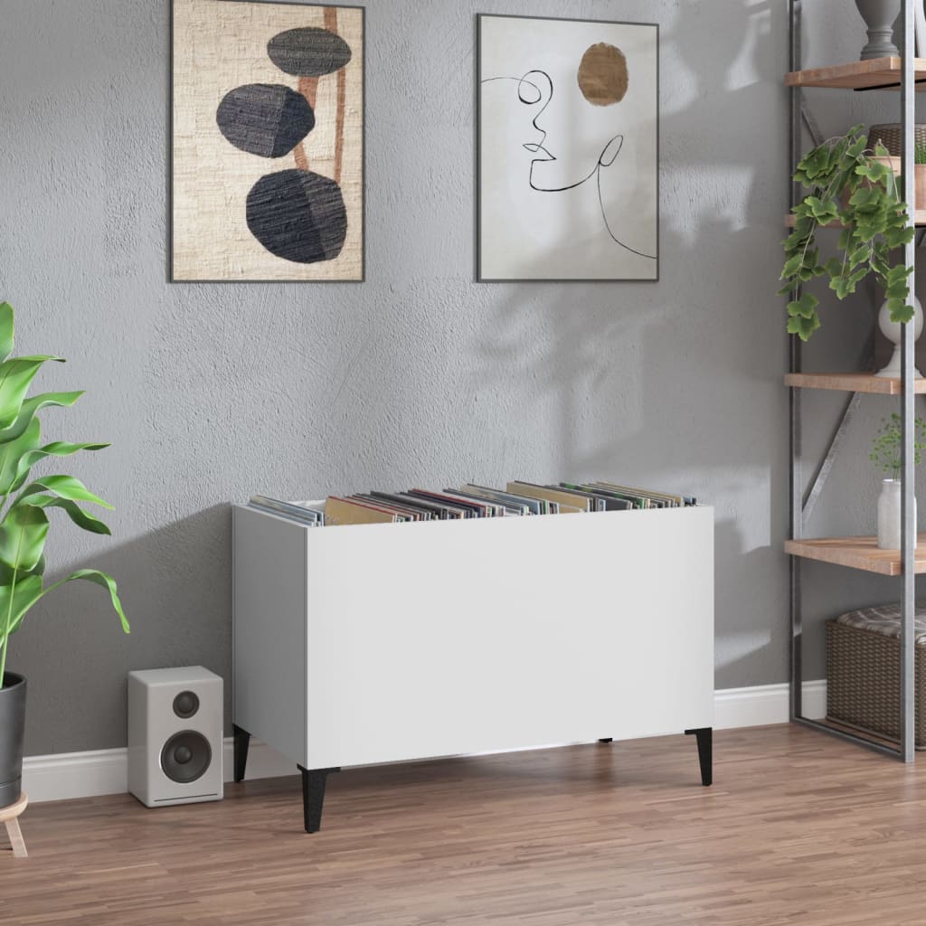 vinylskab 74,5x38x48 cm konstrueret træ hvid