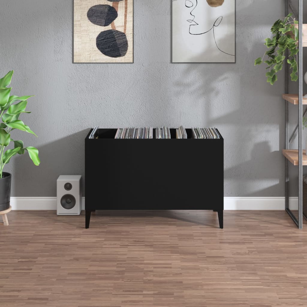 vinylskab 74,5x38x48 cm konstrueret træ sort