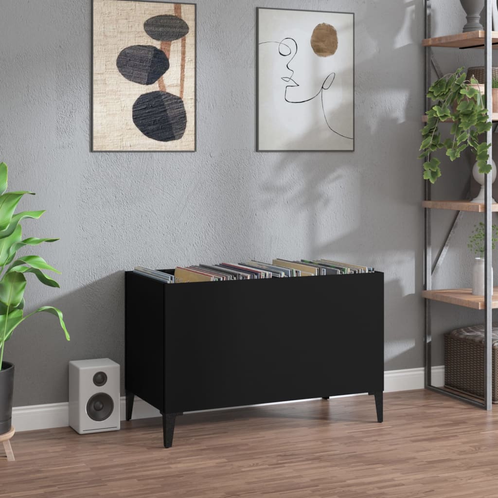 vinylskab 74,5x38x48 cm konstrueret træ sort