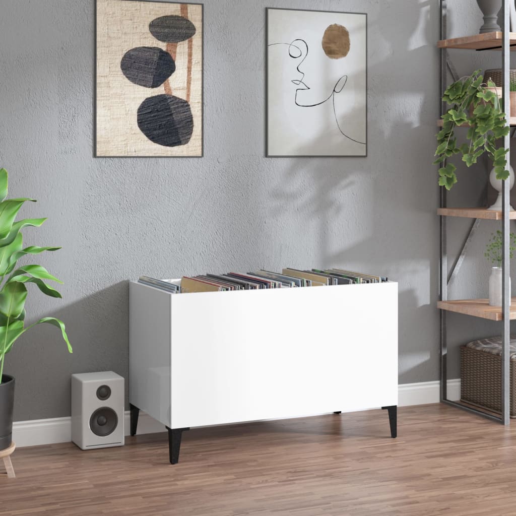 vinylskab 74,5x38x48 cm konstrueret træ hvid højglans