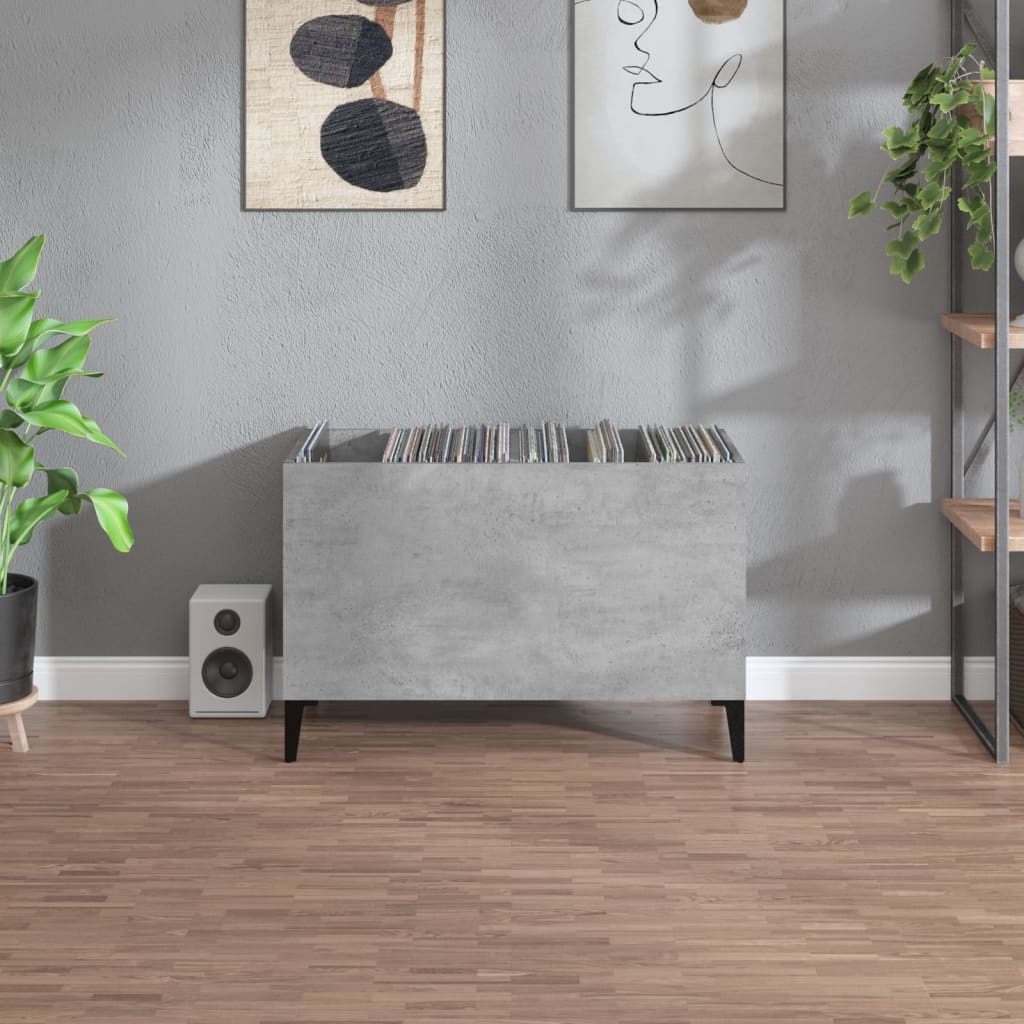 vinylskab 74,5x38x48 cm konstrueret træ betongrå
