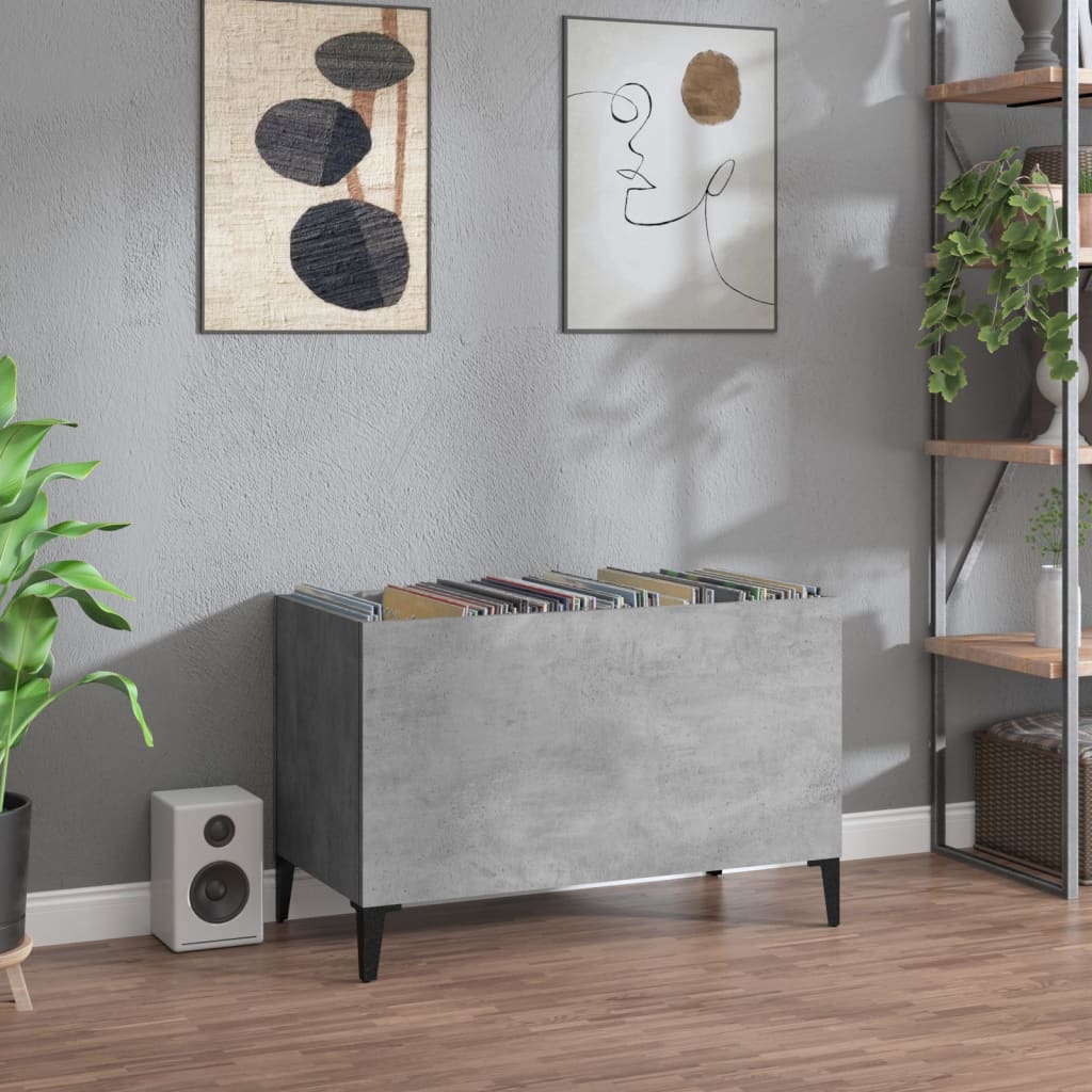 vinylskab 74,5x38x48 cm konstrueret træ betongrå