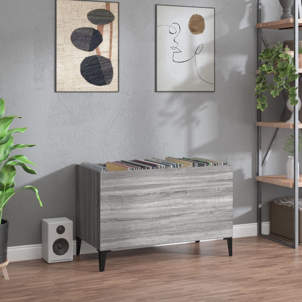 vinylskab 74,5x38x48 cm konstrueret træ grå sonoma-eg
