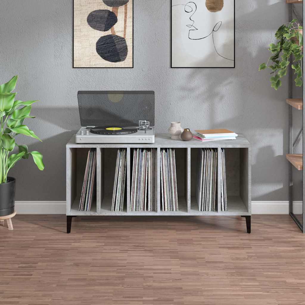 vinylskab 100x38x48 cm konstrueret træ betongrå