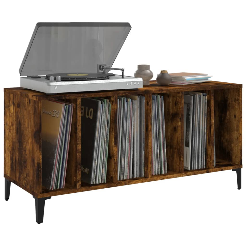 vinylskab 100x38x48 cm konstrueret træ røget egetræsfarve