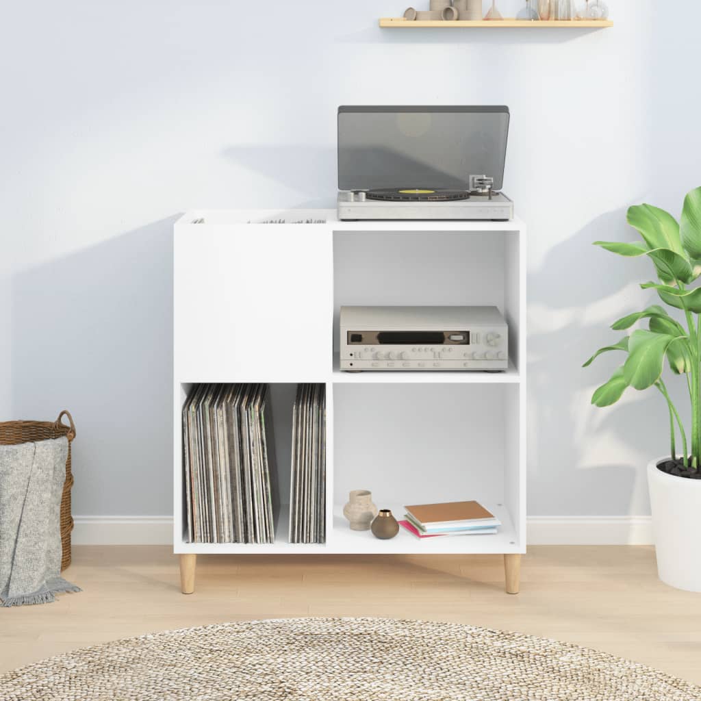 vinylskab 84,5x38x89 cm konstrueret træ hvid
