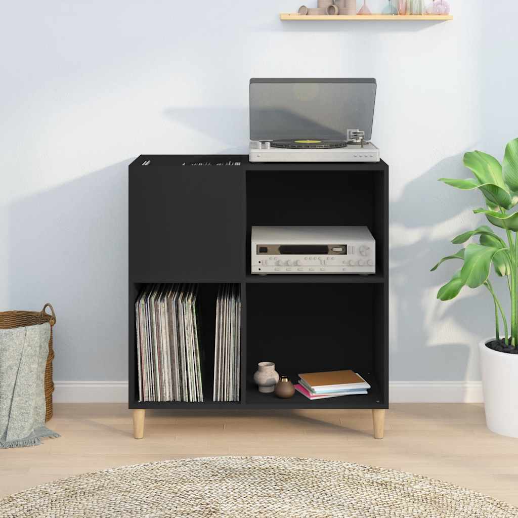 vinylskab 84,5x38x89 cm konstrueret træ sort