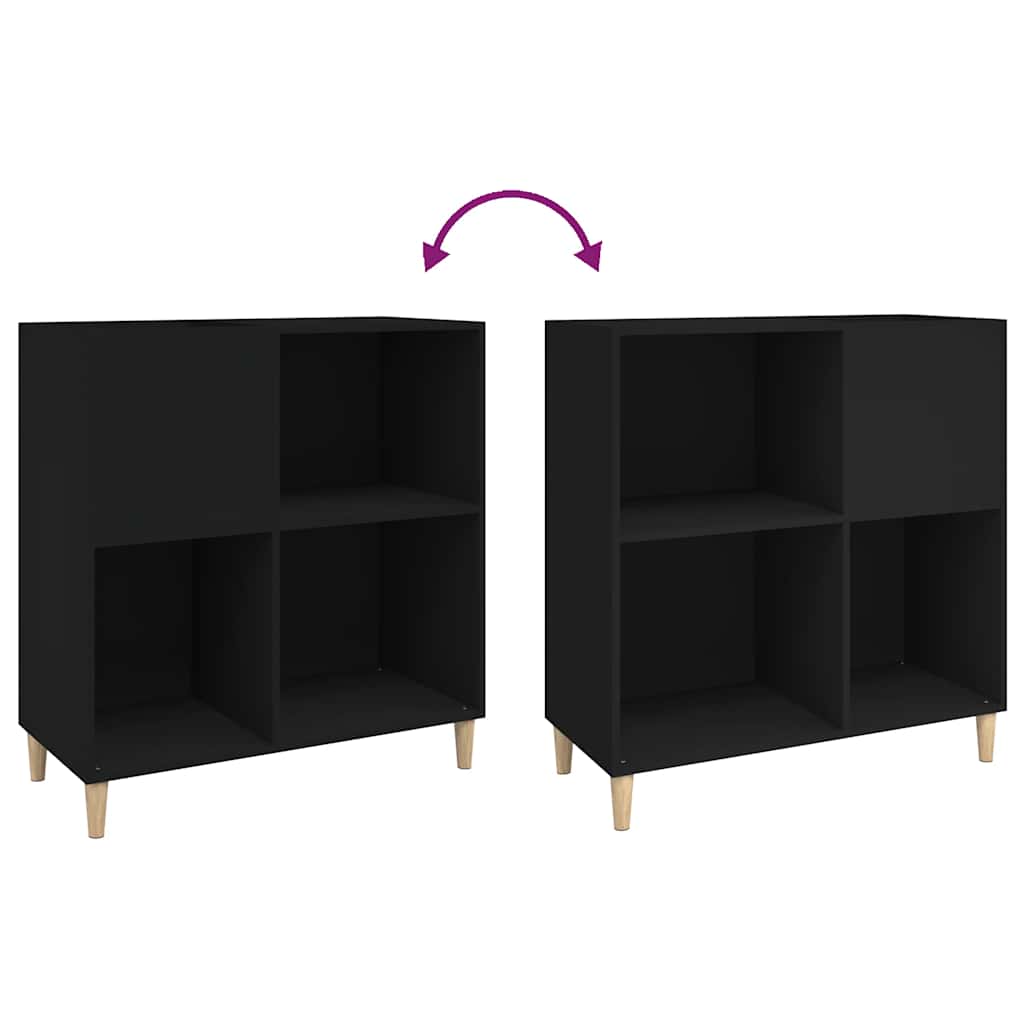 vinylskab 84,5x38x89 cm konstrueret træ sort