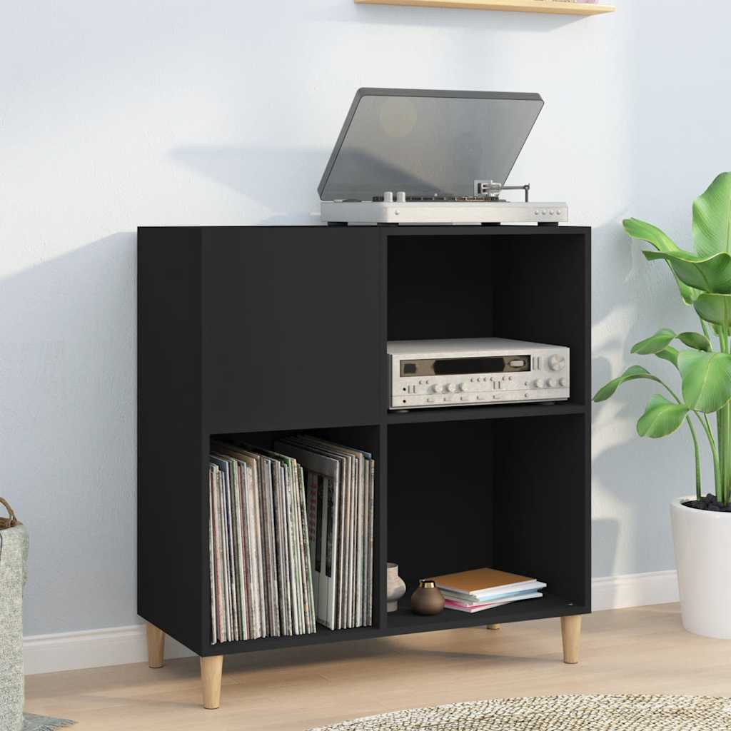 vinylskab 84,5x38x89 cm konstrueret træ sort
