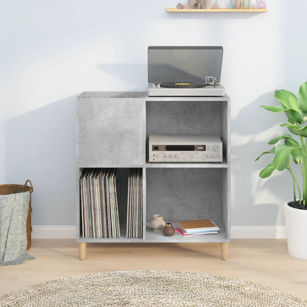 vinylskab 84,5x38x89 cm konstrueret træ betongrå