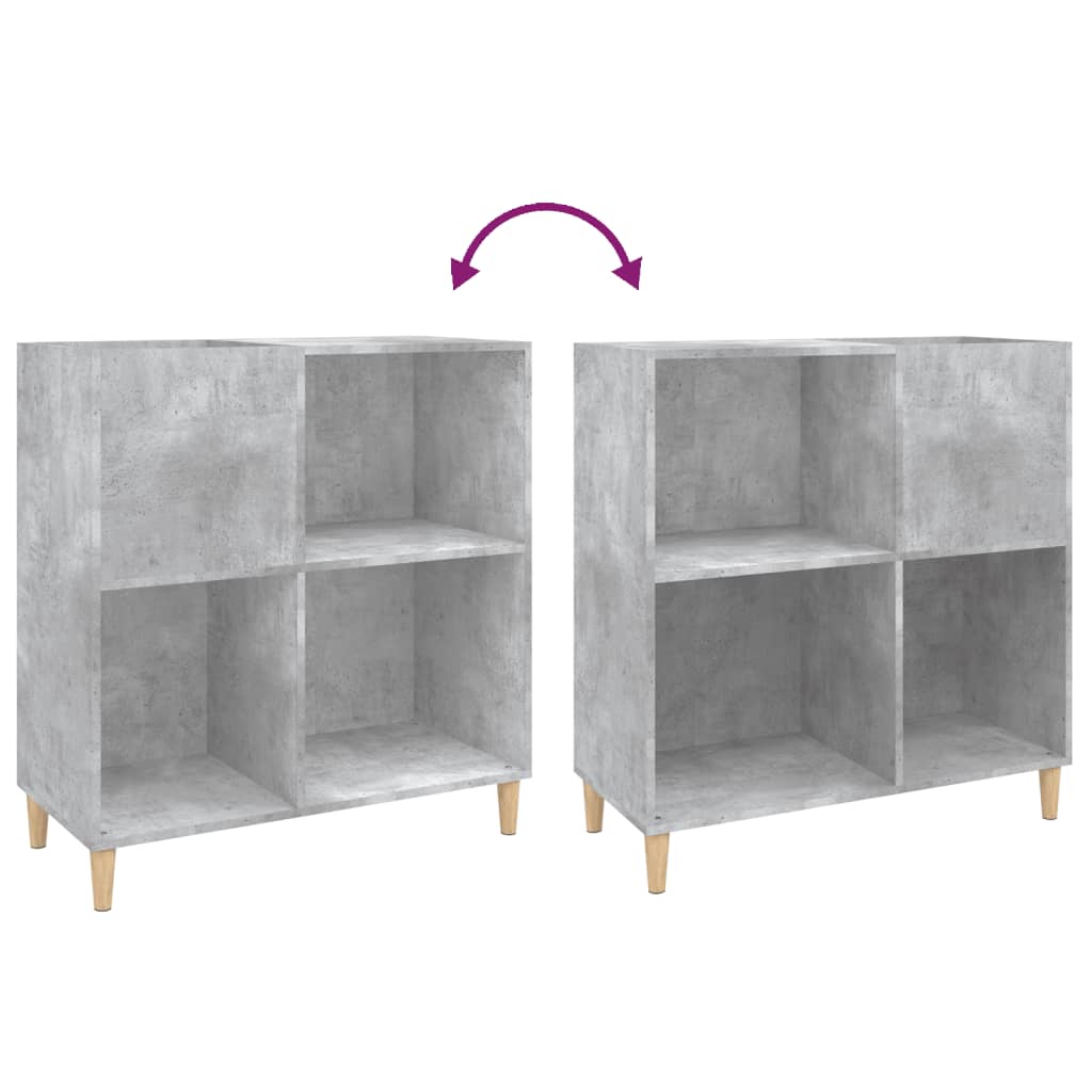 vinylskab 84,5x38x89 cm konstrueret træ betongrå