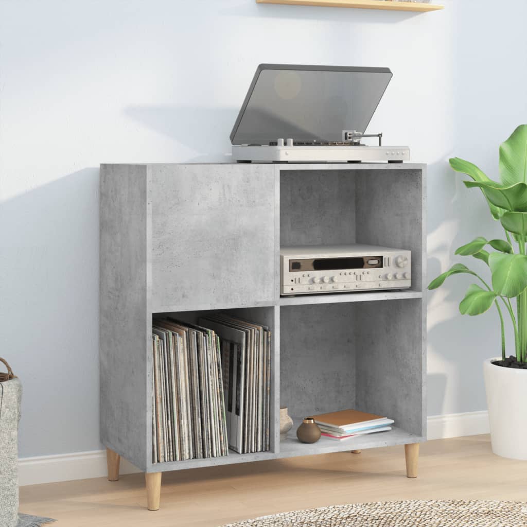 vinylskab 84,5x38x89 cm konstrueret træ betongrå