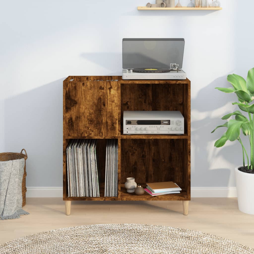 vinylskab 84,5x38x89 cm konstrueret træ røget egetræsfarve