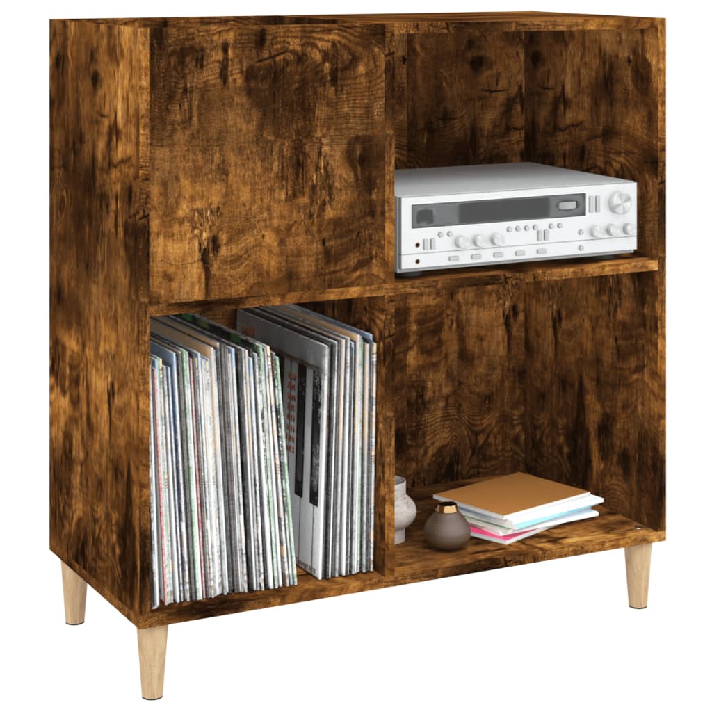 vinylskab 84,5x38x89 cm konstrueret træ røget egetræsfarve