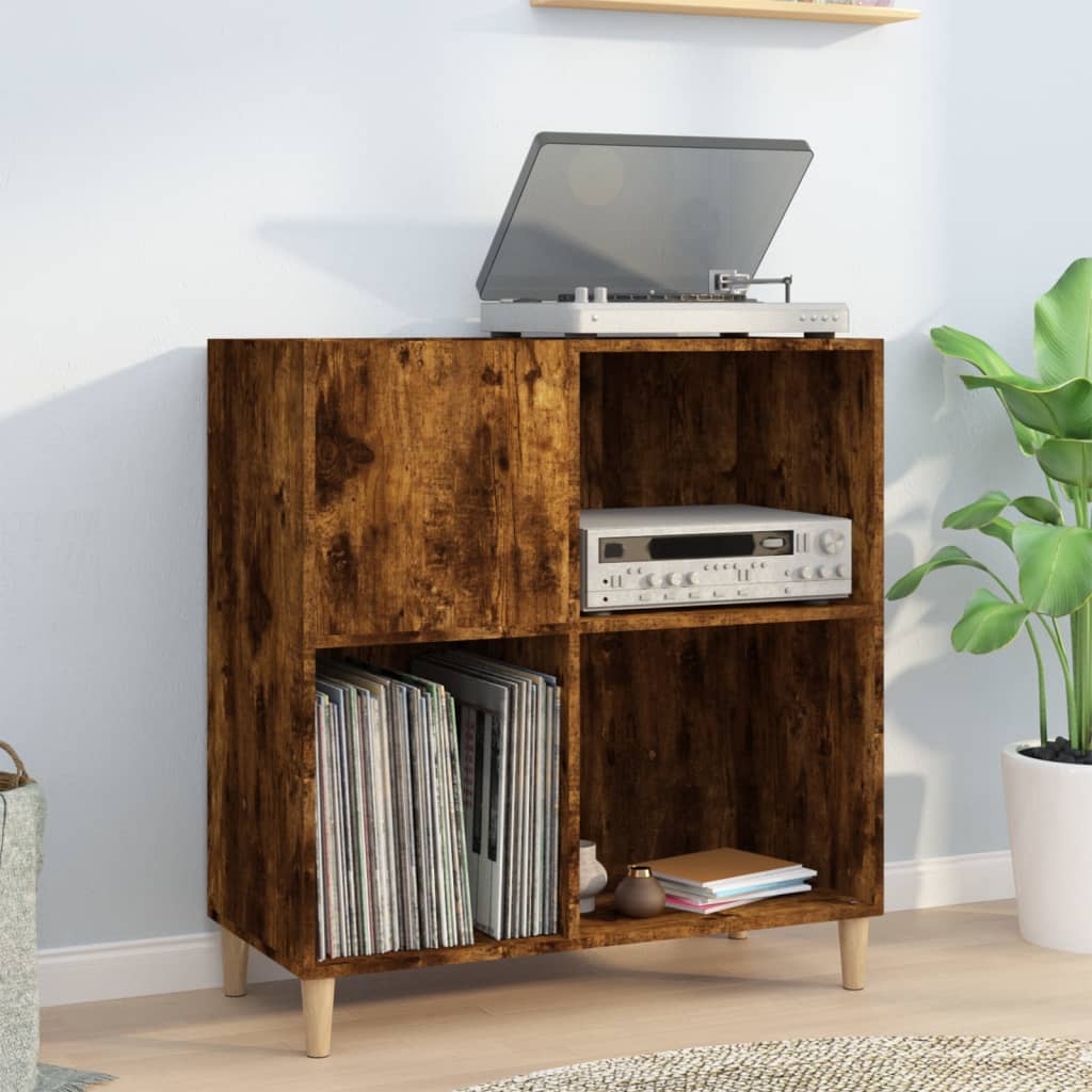 vinylskab 84,5x38x89 cm konstrueret træ røget egetræsfarve