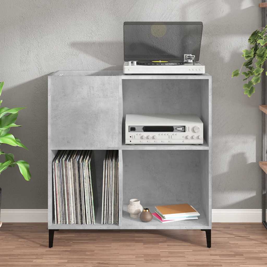 vinylskab 84,5x38x89 cm konstrueret træ betongrå