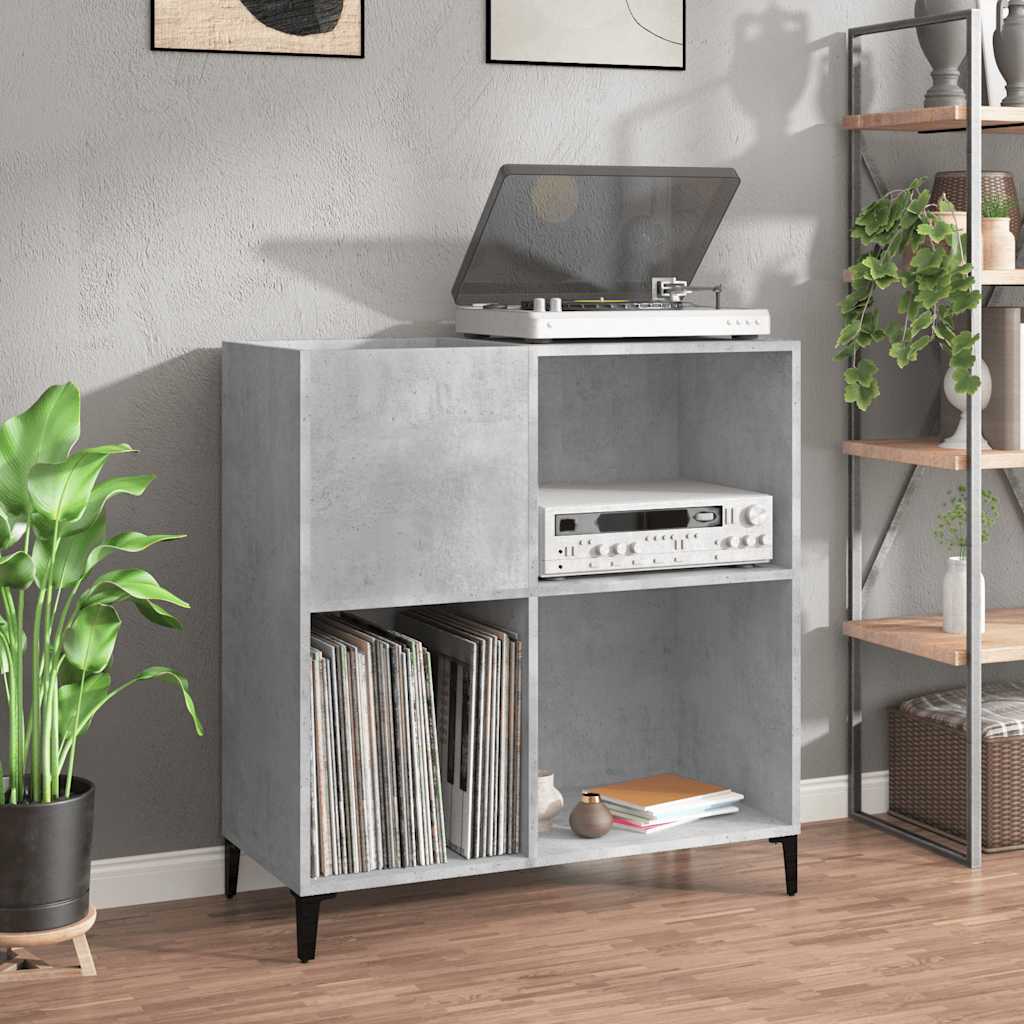 vinylskab 84,5x38x89 cm konstrueret træ betongrå