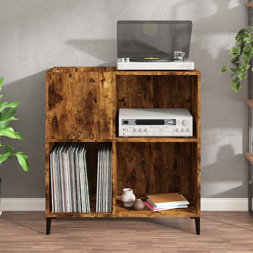vinylskab 84,5x38x89 cm konstrueret træ røget egetræsfarve