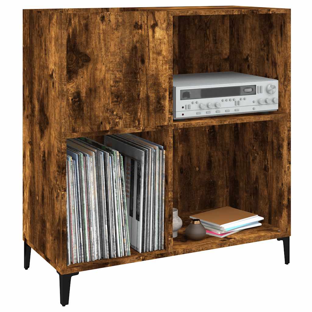 vinylskab 84,5x38x89 cm konstrueret træ røget egetræsfarve