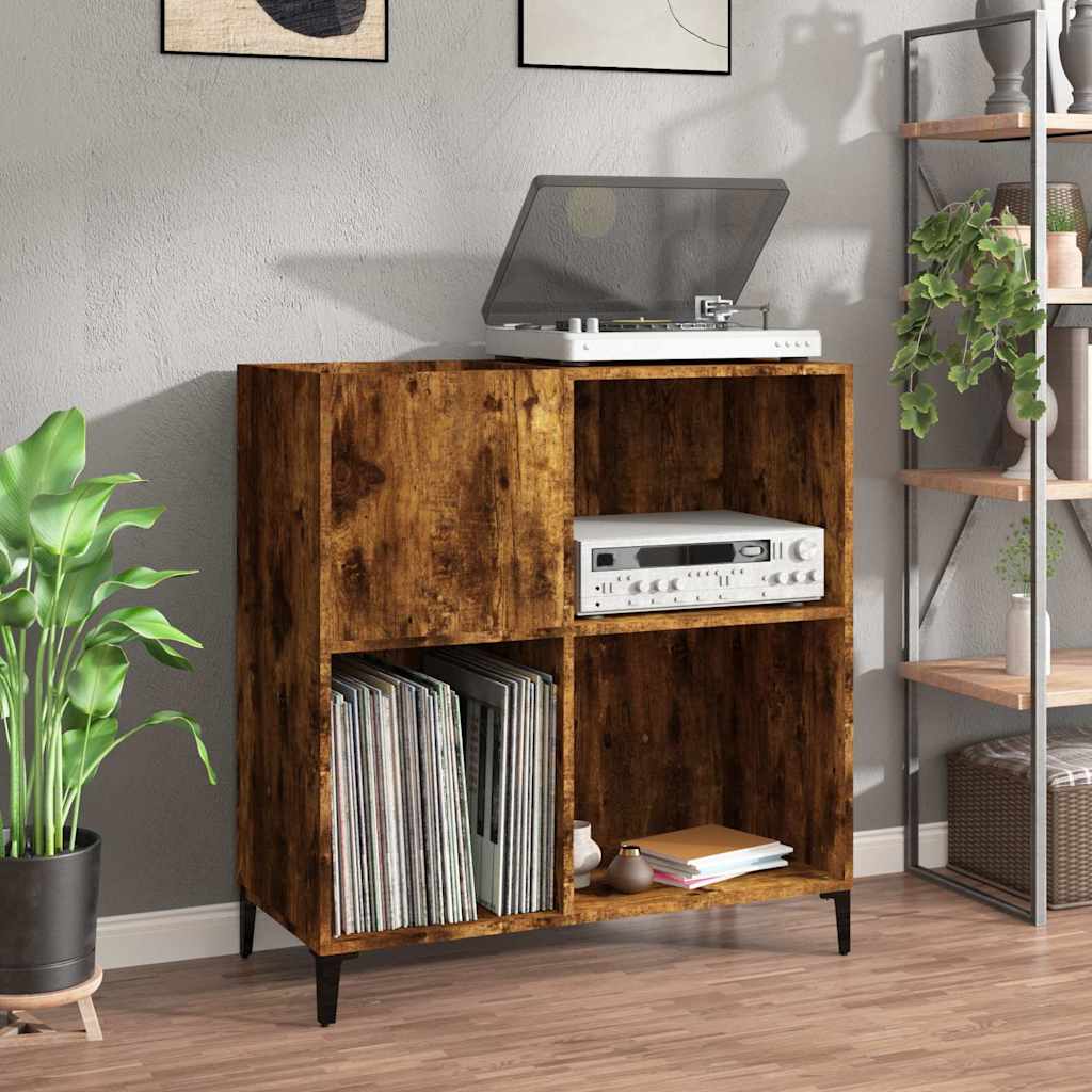 vinylskab 84,5x38x89 cm konstrueret træ røget egetræsfarve
