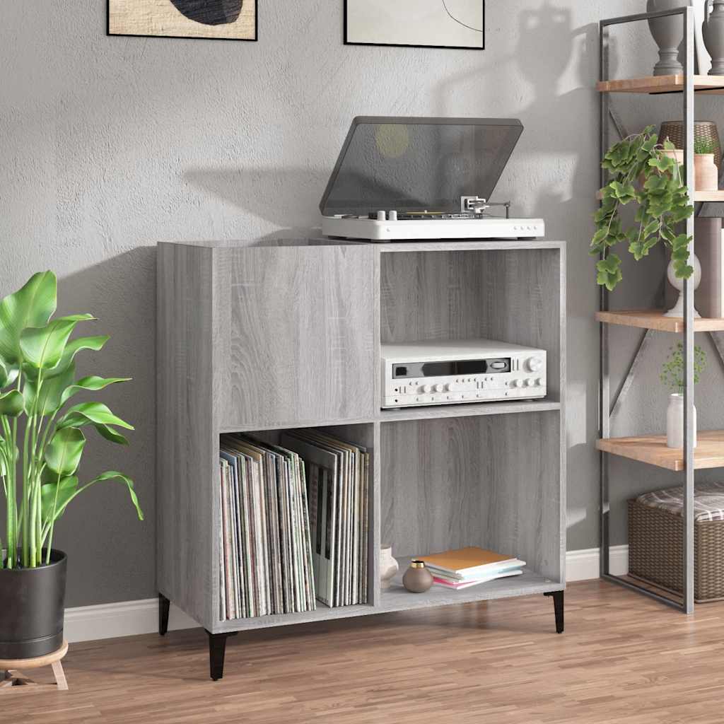 vinylskab 84,5x38x39 cm konstrueret træ grå sonoma-eg