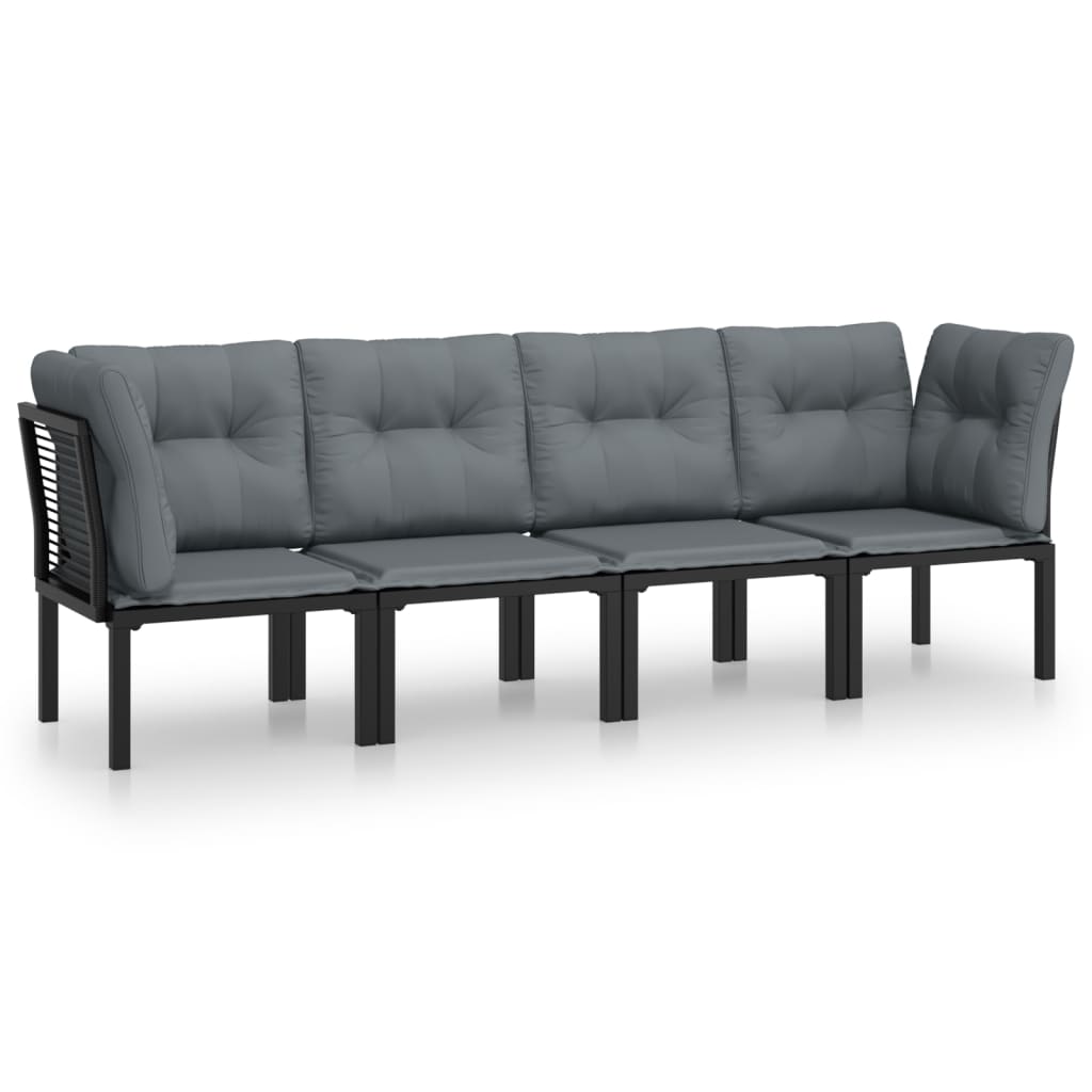 loungesæt til haven 4 dele polyrattan sort og grå