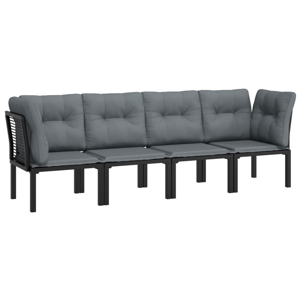 loungesæt til haven 4 dele polyrattan sort og grå