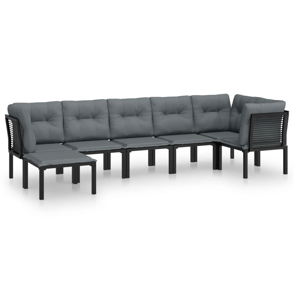 loungesæt til haven 7 dele polyrattan sort og grå