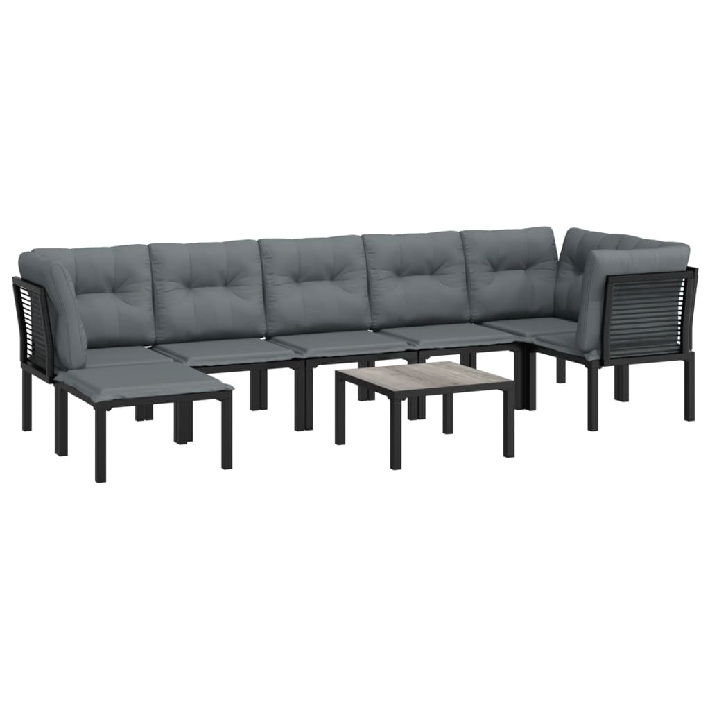 loungesæt til haven 8 dele polyrattan sort og grå