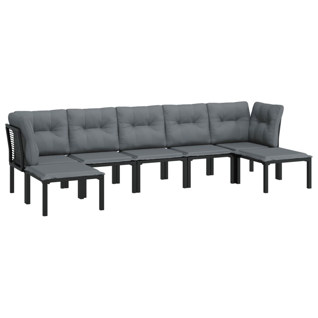 loungesæt til haven 7 dele polyrattan sort og grå
