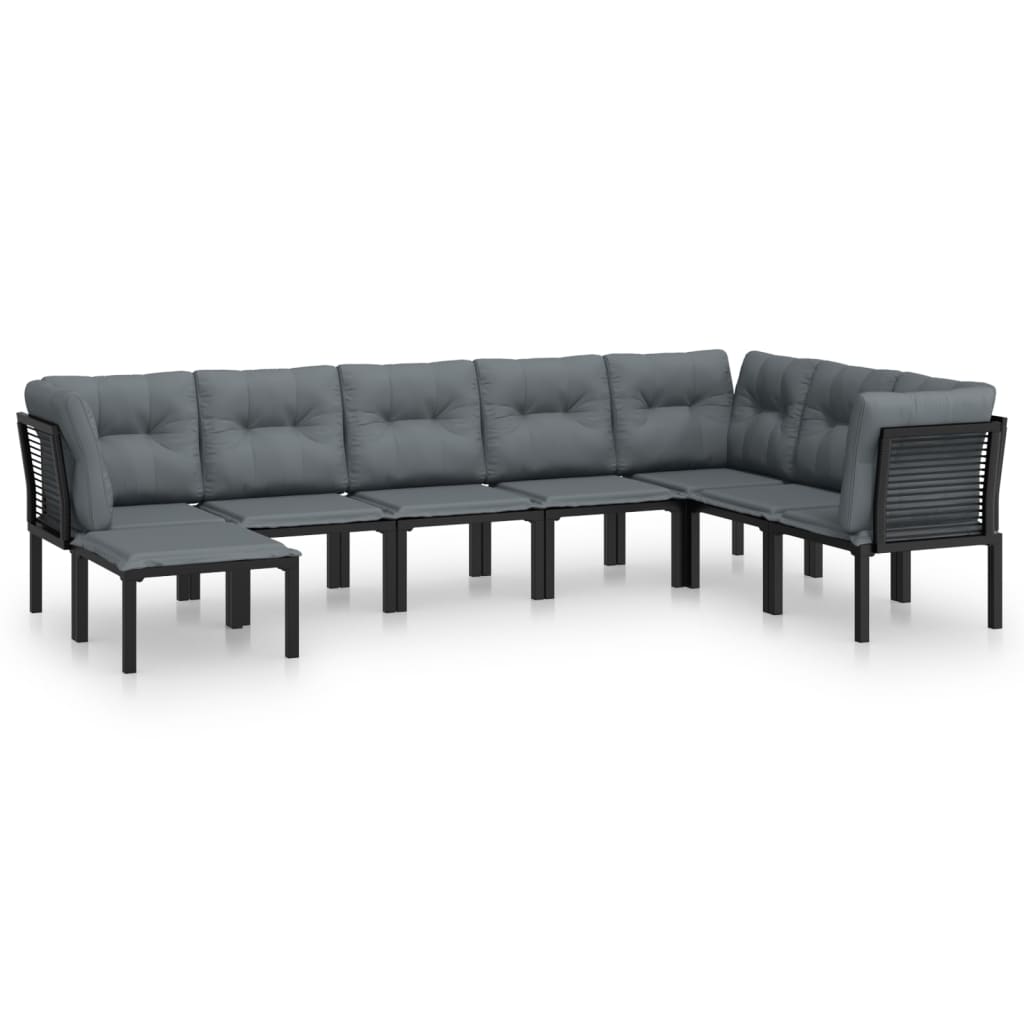loungesæt til haven 8 dele polyrattan sort og grå