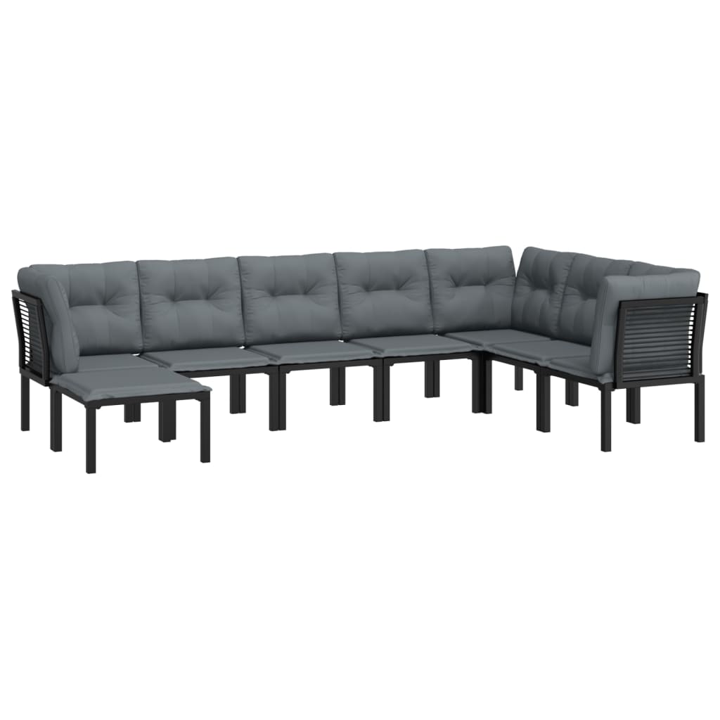 loungesæt til haven 8 dele polyrattan sort og grå