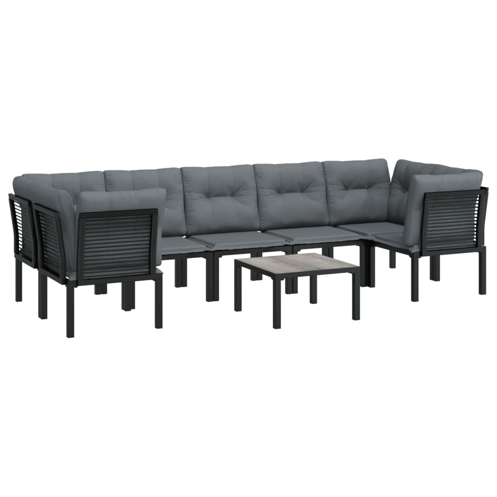 loungesæt til haven 8 dele polyrattan sort og grå