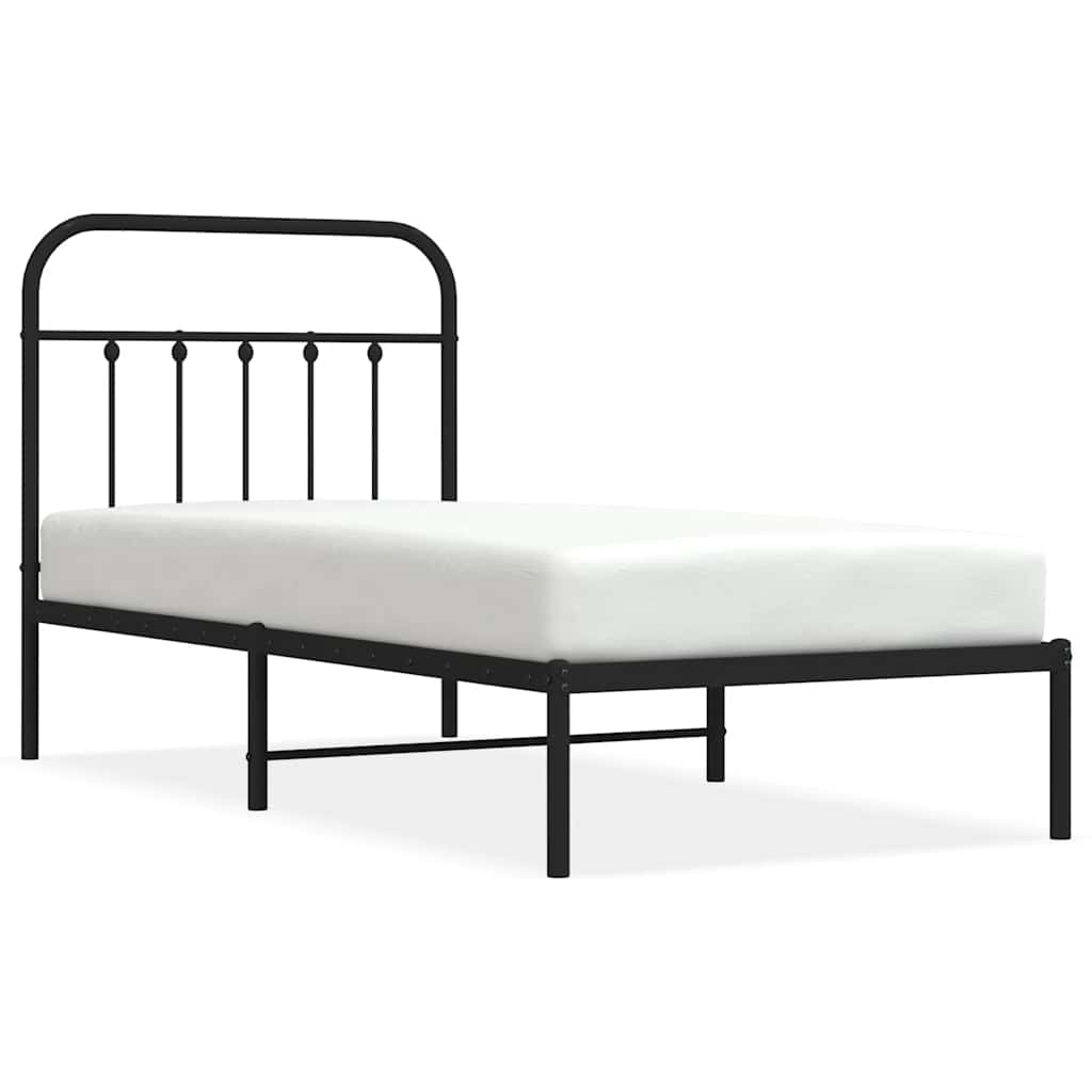 sengeramme med sengegavl 90x190 cm metal sort