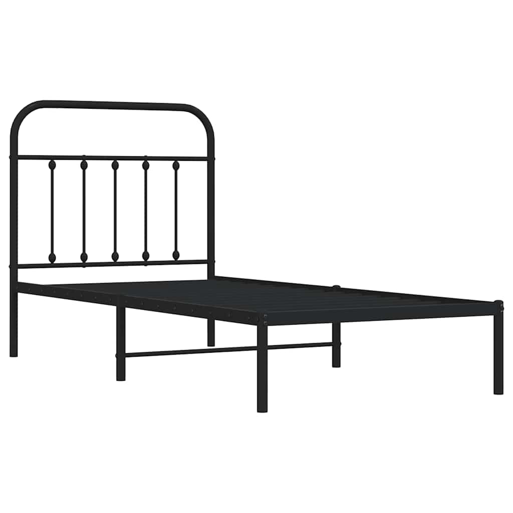 sengeramme med sengegavl 90x190 cm metal sort