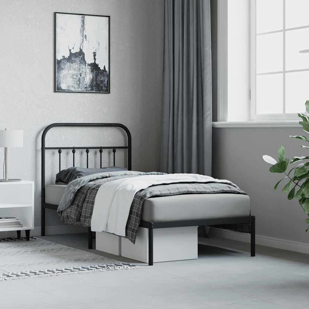 sengeramme med sengegavl 90x190 cm metal sort