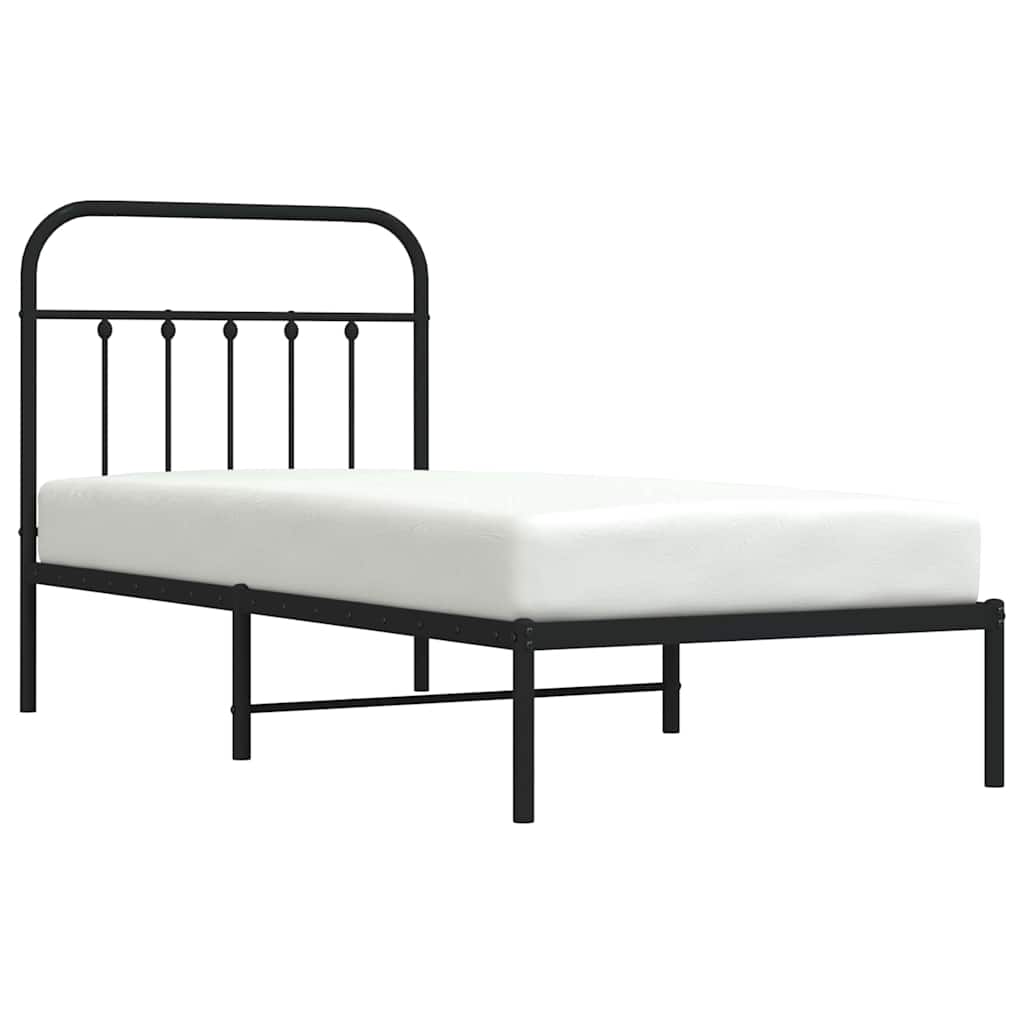 sengeramme med sengegavl 90x190 cm metal sort