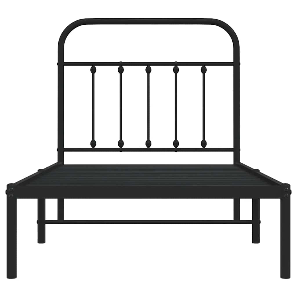 sengeramme med sengegavl 90x190 cm metal sort