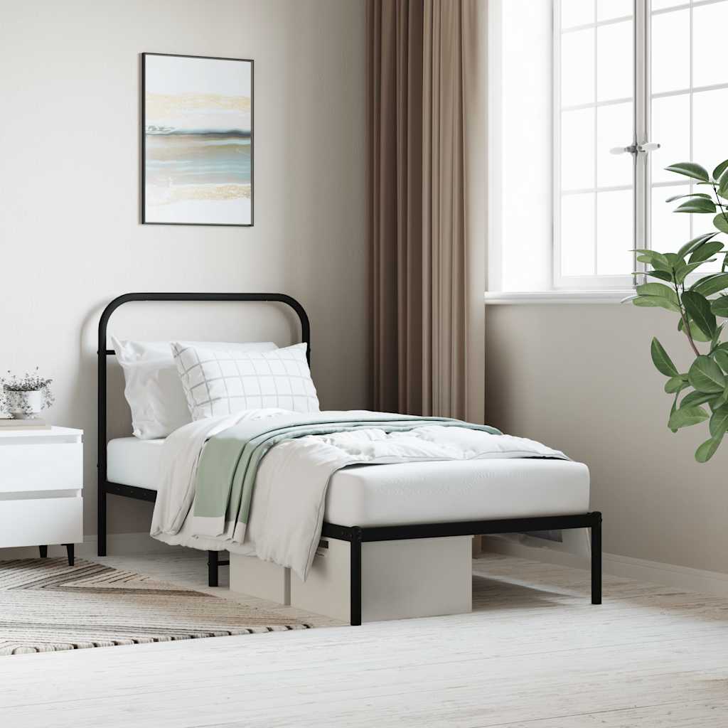 sengeramme med sengegavl 90x190 cm metal sort