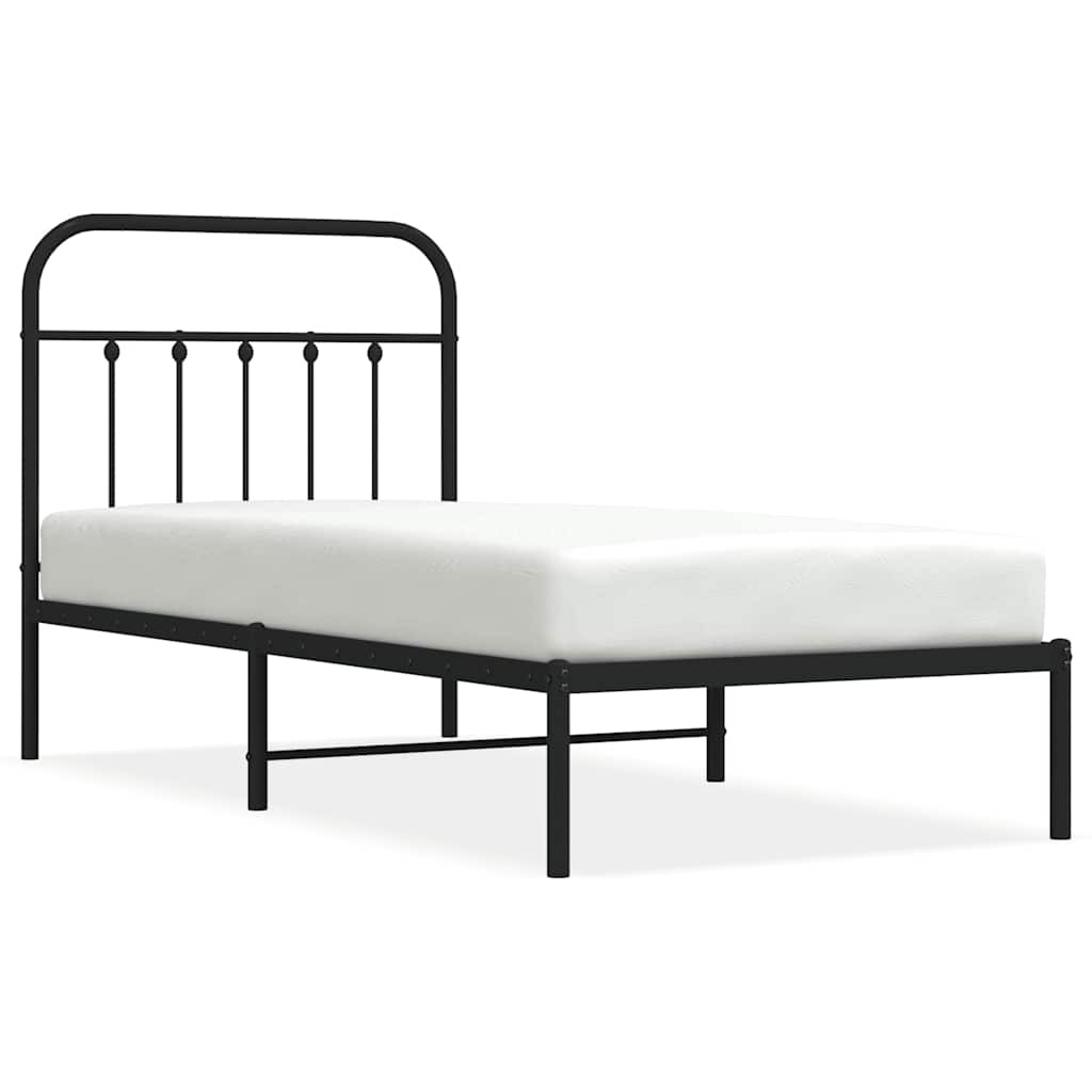 sengeramme med sengegavl 90x200 cm metal sort