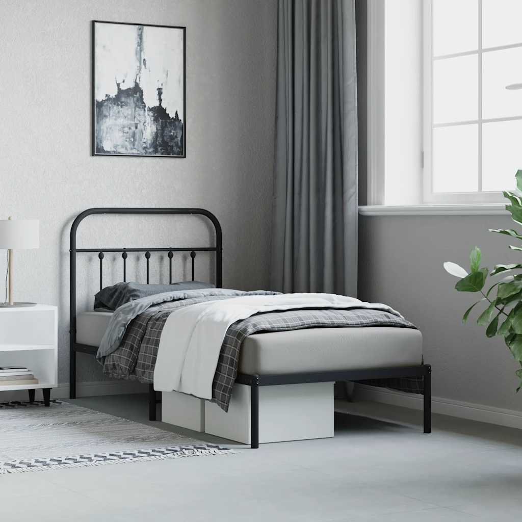 sengeramme med sengegavl 90x200 cm metal sort