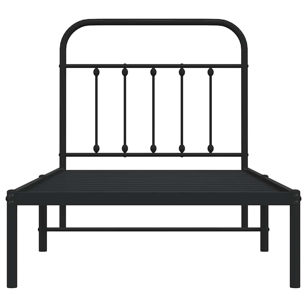 sengeramme med sengegavl 90x200 cm metal sort