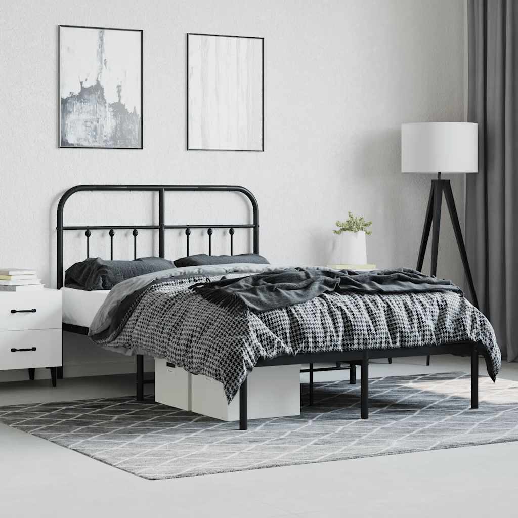 sengeramme med sengegavl 120x190 cm metal sort