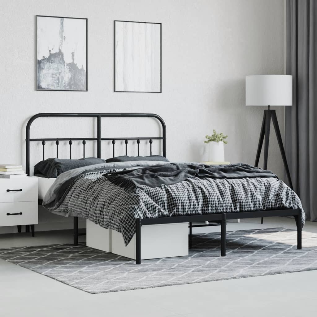 sengeramme med sengegavl 140x190 cm metal sort