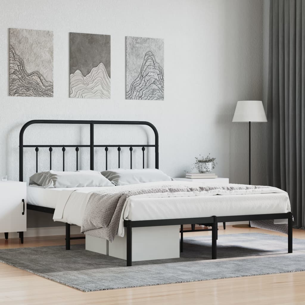 sengeramme med sengegavl 140x190 cm metal sort