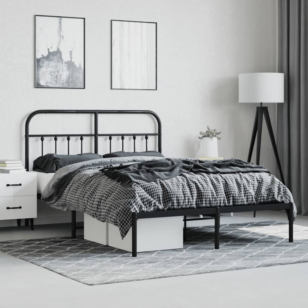 sengeramme med sengegavl 140x200 cm metal sort