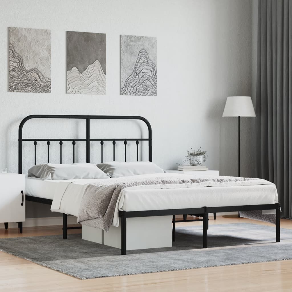 sengeramme med sengegavl 140x200 cm metal sort