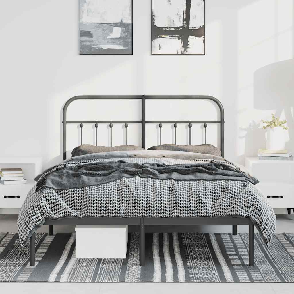sengeramme med sengegavl 150x200 cm metal sort