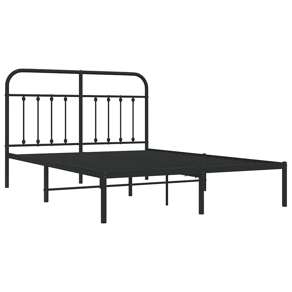 sengeramme med sengegavl 150x200 cm metal sort