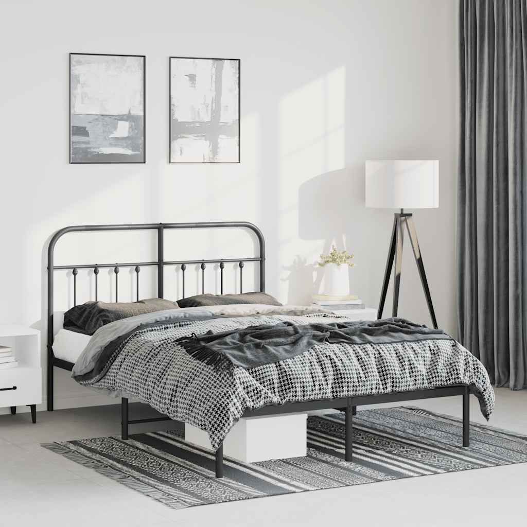 sengeramme med sengegavl 150x200 cm metal sort